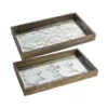 A & B Home Greta Rectangular Glass and Wood Natural Large Trays