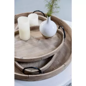 A & B Home Farmers Market Wooden Natural Trays (Set of 2)