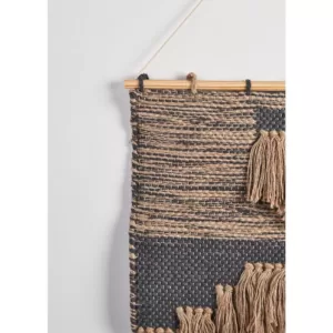 LR Home Rustic Natural / Black Fringed Wall Tapestry