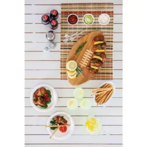 Picnic Time 16 in. x 8.8 in. Oval Bamboo Wood Football Cutting Board and Serving Tray