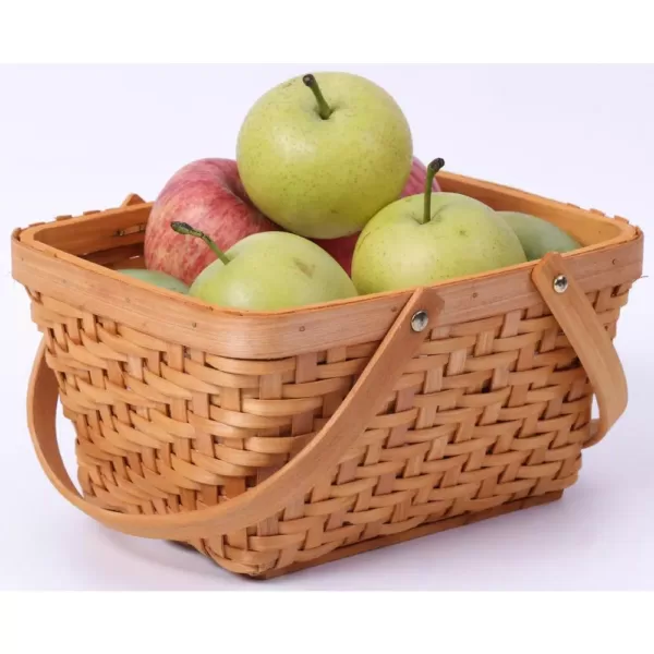 Vintiquewise 10.2 in. x 7.7 in. x 5.5 in. Wood Chip Rectangular Picnic Basket