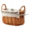 Vintiquewise 8.7 in. W x 9.5 in. D x 4.9 in. H Wicker Small Basket with Lace Trim