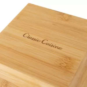 Classic Cuisine 11 in. Square Bamboo Salad Bowl with Utensils