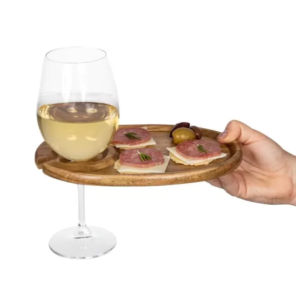 Picnic Time 9 in. x 6 in. x 0.5 in. Acacia Wood Wine & Appetizer Plates (Set of 4)