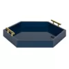 Kate and Laurel Lipton 18 in. x 18 in. Navy Blue Hexagon Decorative Tray