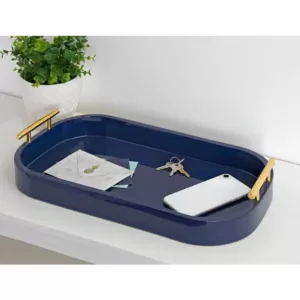 Kate and Laurel Lipton 18 in. x 3 in. x 10 in. Navy Blue Decorative Wall Shelf