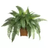 Nearly Natural 23 in. Boston Fern Silk Plant with Wicker Basket