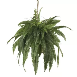 Nearly Natural Large Artificial Boston Fern Hanging Basket