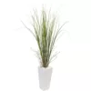 Nearly Natural Indoor Bamboo Grass Artificial Plant in White Tower Ceramic