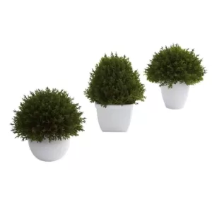 Nearly Natural Mixed Cedar Topiary Collection (Set of 3)