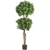 Nearly Natural 5.5 ft. Green Eucalyptus Double Ball Topiary Silk Tree