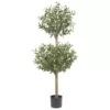 Nearly Natural 4.5 ft. Green Olive Double Topiary Silk Tree