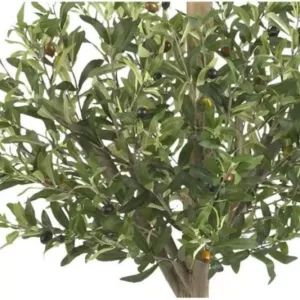 Nearly Natural 4.5 ft. Green Olive Double Topiary Silk Tree