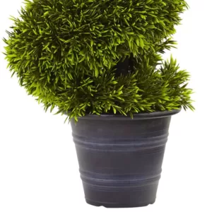 Nearly Natural 3 ft. Grass Spiral Topiary with Deco Planter