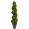 Nearly Natural Indoor and Outdoor 48 in. Boxwood Spiral Topiary with Planter