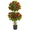 Nearly Natural 4 in. Double Bougainvillea Artificial Topiary Tree