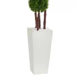 Nearly Natural 4 in. UV Resistant Indoor/Outdoor Boxwood Artificial Topiary Tree in Planter