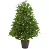 Nearly Natural 3 ft. Indoor/Outdoor Bay Leaf Artificial Topiary Tree