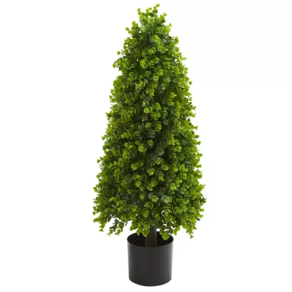 Nearly Natural 3 ft. Indoor/Outdoor Eucalyptus Topiary Artificial Tree