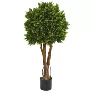 Nearly Natural Indoor/Outdoor 46 In. Boxwood Artificial Topiary Tree UV Resistant