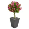 Nearly Natural Indoor 3.5-Ft. Azalea Artificial Topiary Tree in Slate Finished Planter