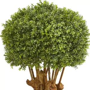 Nearly Natural 44 In. Boxwood Artificial Topiary Tree in Designer Planter