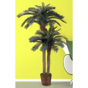 Nearly Natural 6 ft. and 4 ft. Sago Palm Double Potted Silk Tree