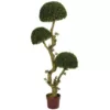 Nearly Natural 5 in. UV Resistant Indoor/Outdoor Triple Boxwood Artificial Tree