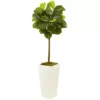 Nearly Natural 4.5 ft. Fiddle Leaf Fig in White Planter (Real Touch)