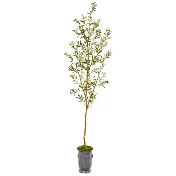 Nearly Natural 7.5 ft. Olive Artificial Tree in Decorative Planter