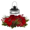 Nearly Natural Poinsettia Berry Pine Artificial Arrangement Candelabrum