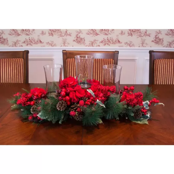 Nearly Natural 30 in. Holiday Hydrangea Candelabrum