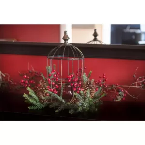 Nearly Natural Pine Berry Birdhouse Candelabrum