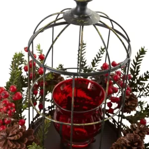 Nearly Natural Pine Berry Birdhouse Candelabrum