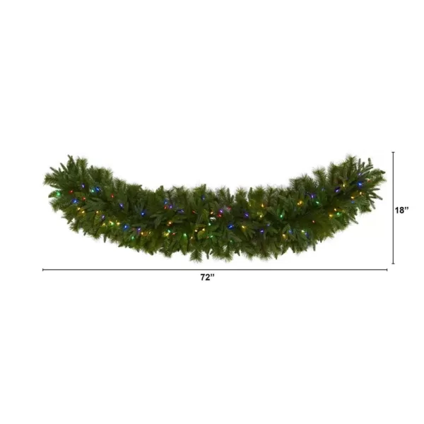 Nearly Natural 6 ft. x 18 in. Pre-Lit Christmas Pine Extra Wide Artificial Garland with 100 Multi-Colored LED Lights