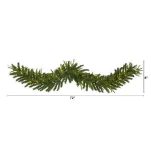 Nearly Natural 6 ft. Battery Operated Pre-lit Green Pine Artificial Christmas Garland with 35 Clear LED Lights