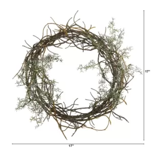 Nearly Natural 17 in. Frosted Twig Wreath