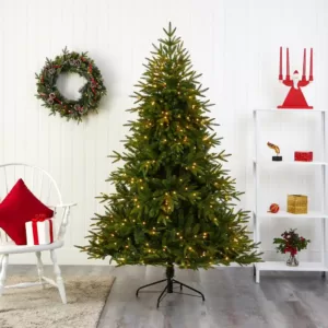 Nearly Natural 6.5 ft. Pre-Lit Colorado Mountain Fir  Natural Look  Artificial Christmas Tree with 400 Clear LED Lights