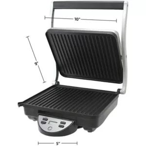 Ovente GP1000BR 1500 W Brushed Nickel Non-Stick Panini Press