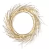 Noble House 24 in. Champagne Glitter Battery Operated Pre-Lit Warm White LED Artificial Christmas Wreath