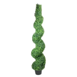 Northlight 5 ft. Potted 2-Tone Green Artificial Spiral Boxwood Topiary Garden Tree