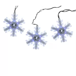 Northlight 2.08 ft. 3-Light Cascading Blue and White Snowfall LED Snowflake Christmas Lights