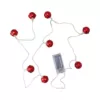 Northlight 8-Light LED Red Battery Operated Jingle Bell with Star Cut-Outs Christmas Lights with Clear Wire