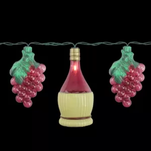 Northlight 7.5 ft. 10-Light Clear Grape and Wine Bottle Outdoor Patio Incandescent Mini Lights with Green Wire Bulbs