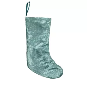 Northlight 17.5 in. Aqua Blue Polyester Paillette Sequins Hanging Christmas Stocking