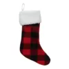 Northlight 18 in. Black and Red Buffalo Plaid Velvet Christmas Stocking with Sherpa Cuff