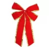 Northlight 24 in. x 38 in. 4-Loop Velveteen Christmas Bow with Gold Trim, Red