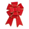 Northlight 40 in. Giant Red 3D 11-Loop Velveteen Christmas Bow with Gold Trim