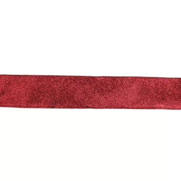 Northlight 2.5 in. x 16 yds. Sparkles and Glitter Red Solid Wired Craft Ribbon