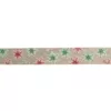 Northlight 2.5 in. x 16 yds. Red and Green Glitter Snowflake Burlap Wired Craft Ribbon